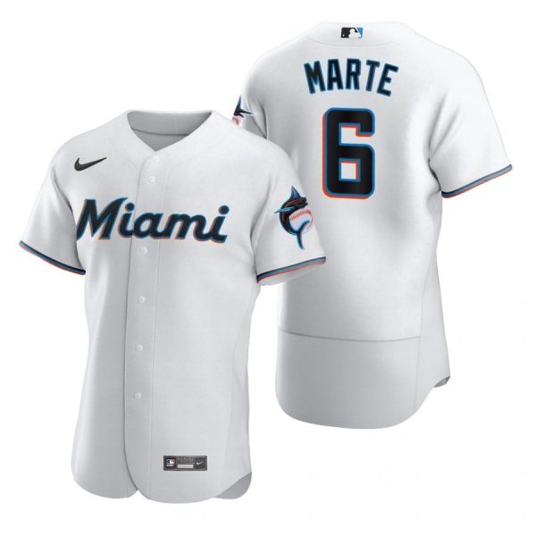 Personalized Men’s Starling Marte Miami Marlins Flex Base Jersey White