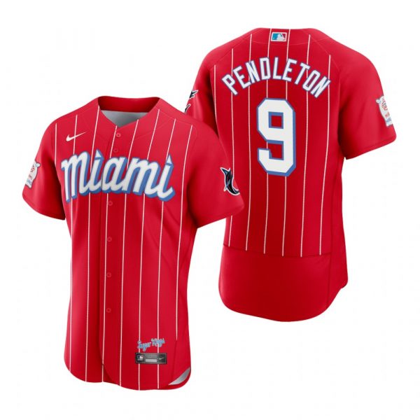 Personalized Men’s Terry Pendleton Miami Marlins Flex Base Jersey Red City Connect
