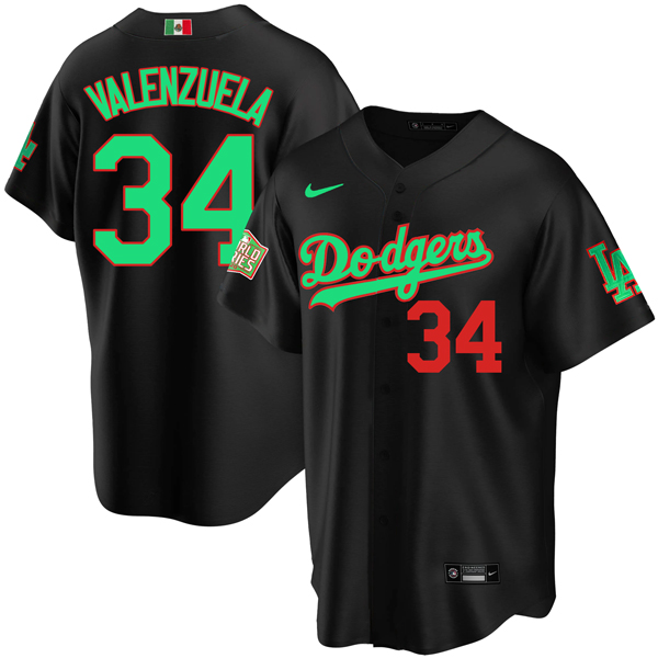 Personalized Men’s Fernando Valenzuela Los Angeles Dodgers Cool Base Jersey Mexican Heritage Night Mexico Black