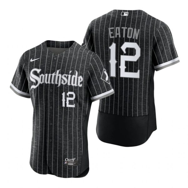 Personalized Men’s Flex Base Chicago White Sox Adam Eaton 2021 City Connect Southside Jersey Black Stitched