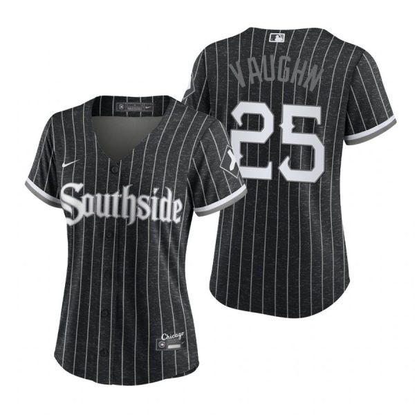 Personalized Women Chicago White Sox Andrew Vaughn 2021 City Connect Southside Jersey Black Stitched