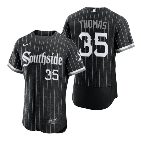 Personalized Men’s Flex Base Chicago White Sox Frank Thomas 2021 City Connect Southside Jersey Black Stitched