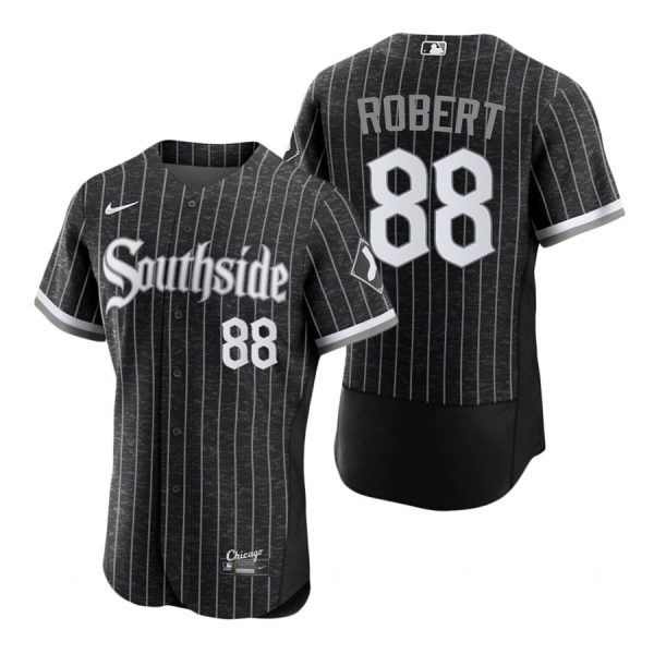 Personalized Men’s Flex Base Chicago White Sox Luis Robert 2021 City Connect Southside Jersey Black Stitched