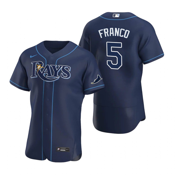 Personalized Men’s Tampa Bay Rays #5 Wander Franco Flex Base Jersey Navy