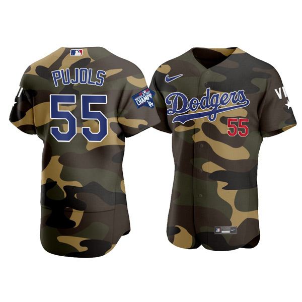 Personalized Men’s Los Angeles Dodgers #55 Albert Pujols Flex Base Jersey Stitched Camo