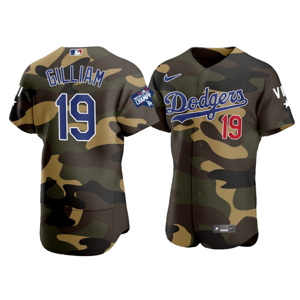 Personalized Men’s Los Angeles Dodgers #19 Jim Gilliam Flex Base Jersey Stitched Camo