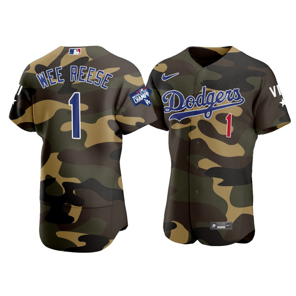 Personalized Men’s Los Angeles Dodgers #1 Pee Wee Reese Flex Base Jersey Stitched Camo