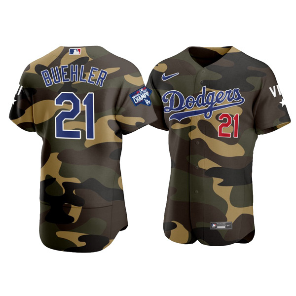 Personalized Men’s Los Angeles Dodgers #21 Walker Buehler Flex Base Jersey Stitched Camo