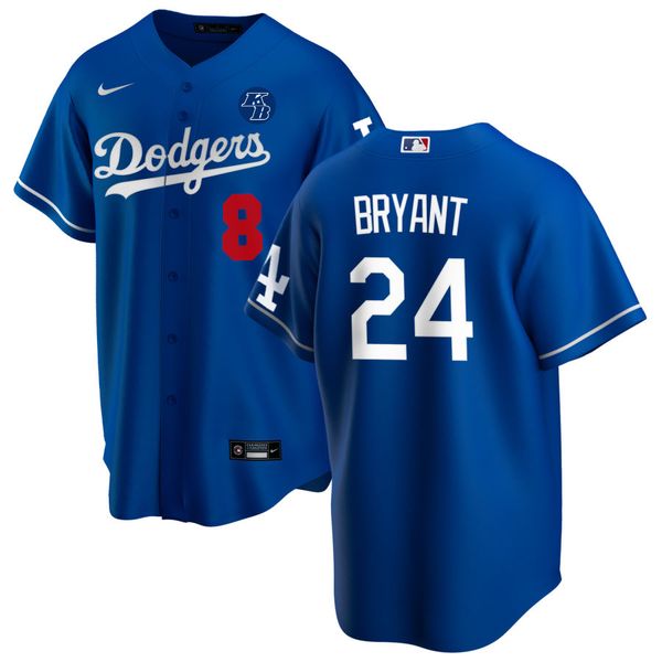 Personalized Men’s Los Angeles Dodgers Kobe Bryant #8 #24 KB Patch Jersey Stitched Royal