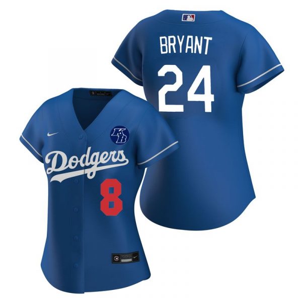 Personalized Women’s Los Angeles Dodgers Kobe Bryant #8 #24 KB Patch Jersey Stitched Royal