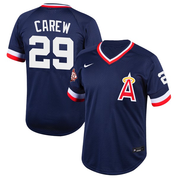 Personalized Men’s Rod Carew Los Angeles Angels 1970 Throwback Jersey – Stitched Navy