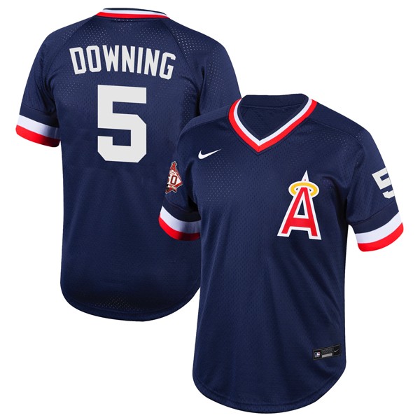 Personalized Men’s Brian Downing Los Angeles Angels 1970 Throwback Jersey – Stitched Navy