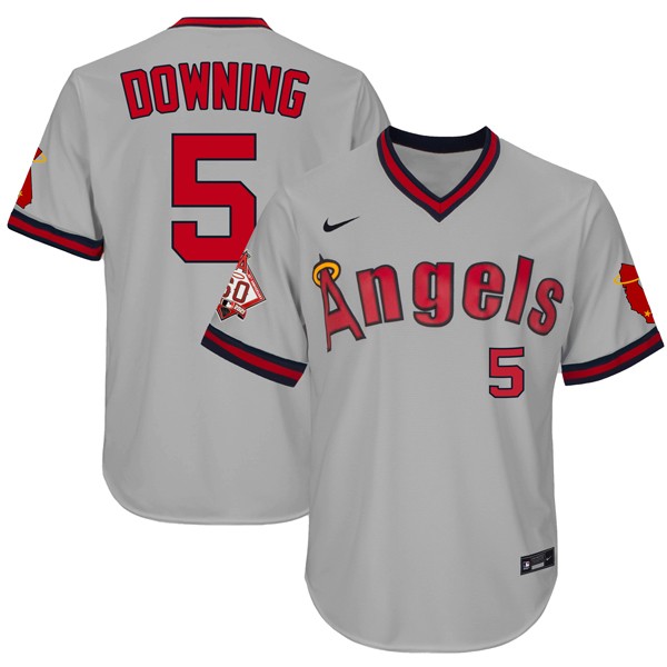Personalized Men’s Brian Downing Los Angeles Angels 1970 Throwback Jersey – Stitched Gray