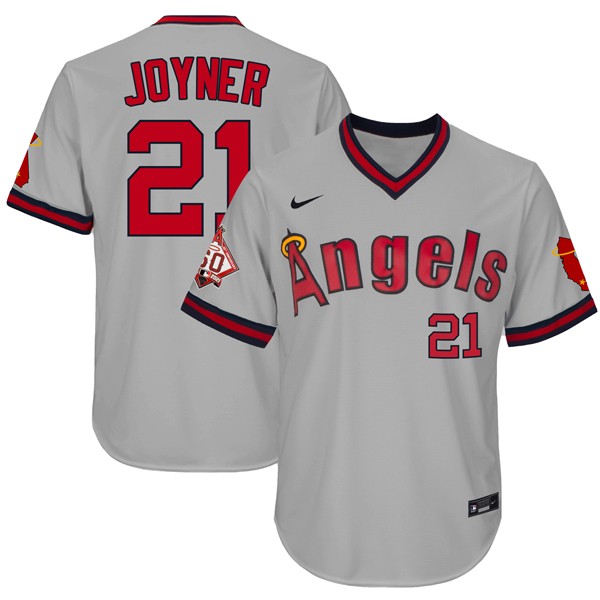 Personalized Men’s Wally Joyner Los Angeles Angels 1970 Throwback Jersey – Stitched Gray