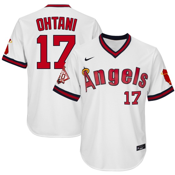Personalized Men’s Shohei Ohtani Los Angeles Angels 1970 Throwback Jersey – Stitched White