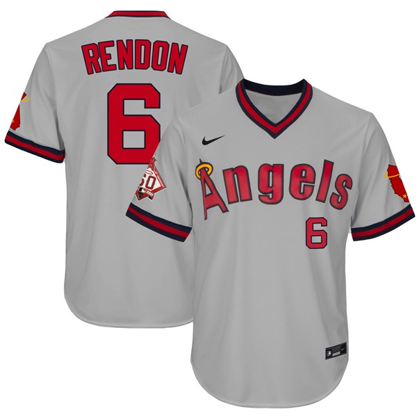 Personalized Men’s Anthony Rendon Los Angeles Angels 1970 Throwback Jersey – Stitched Gray
