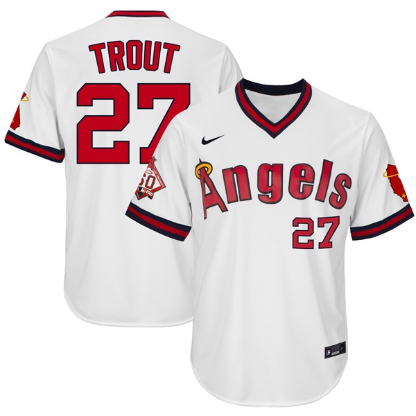 Personalized Men’s Mike Trout Los Angeles Angels 1970 Throwback Jersey – Stitched White