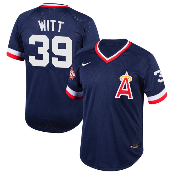 Personalized Men’s Mike Witt Los Angeles Angels 1970 Throwback Jersey – Stitched Navy