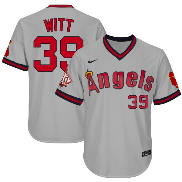 Personalized Men’s Mike Witt Los Angeles Angels 1970 Throwback Jersey – Stitched Gray