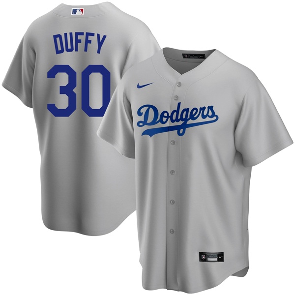 Personalized Men’s Los Angeles Dodgers #30 Danny Duffy Cool Base Jersey Stitched – Gray