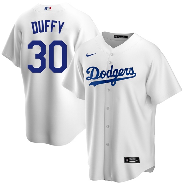 Personalized Men’s Los Angeles Dodgers #30 Danny Duffy Cool Base Jersey Stitched – White