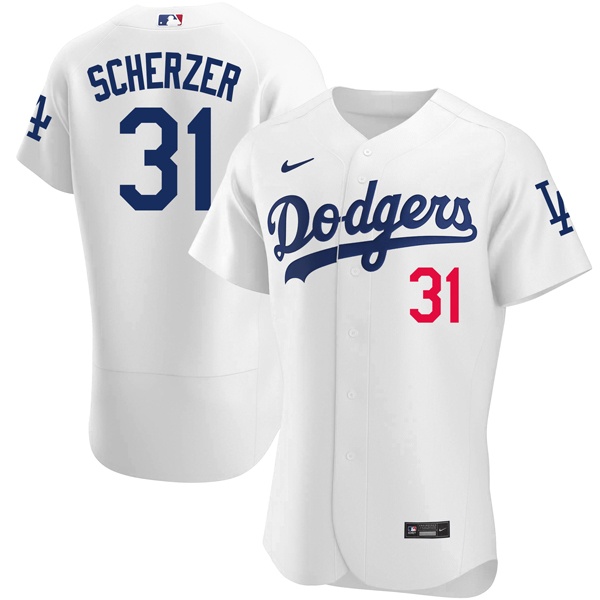 Personalized Men’s Los Angeles Dodgers #31 Max Scherzer Flex Base Jersey Stitched – White