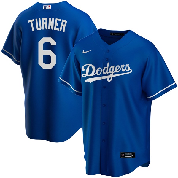 Personalized Men’s Los Angeles Dodgers #6 Trea Turner Cool Base Jersey Stitched – Royal