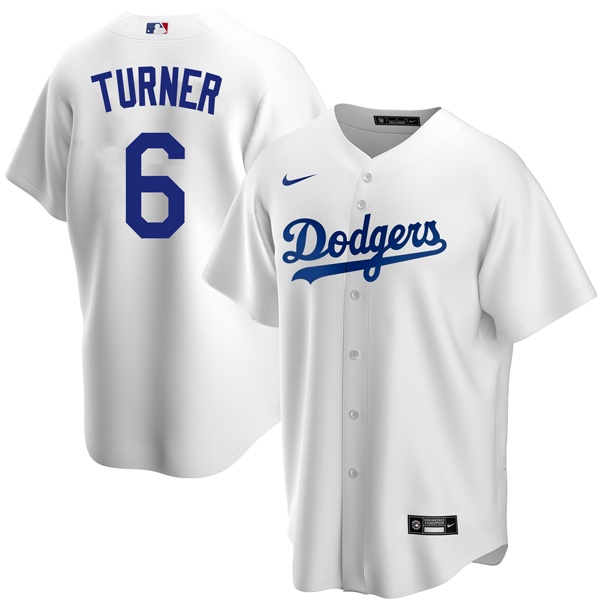 Personalized Men’s Los Angeles Dodgers #6 Trea Turner Cool Base Jersey Stitched – White