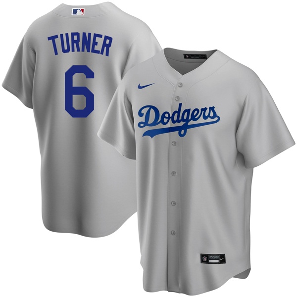 Personalized Youth Los Angeles Dodgers #6 Trea Turner Cool Base Jersey Stitched – Gray