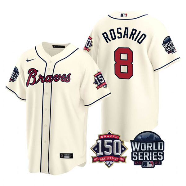 Personalized Men’s Atlanta Braves Eddie Rosario 2021 World Series Stitched Jersey Cool Base Cream