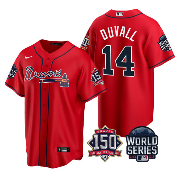 Personalized Youth Atlanta Braves Adam Duvall 2021 World Series Stitched Jersey Cool Base Red