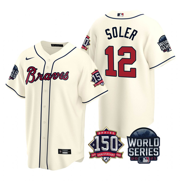 Personalized Youth Atlanta Braves Jorge Soler 2021 World Series Stitched Jersey Cool Base Cream