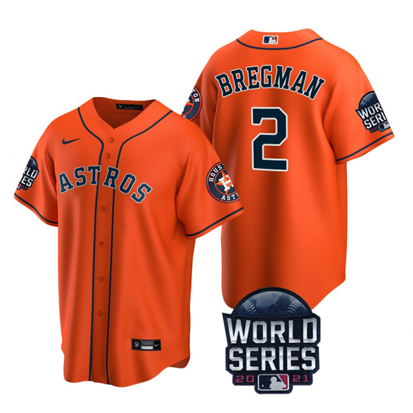 Personalized Men’s Houston Astros Alex Bregman 2021 World Series Stitched Jersey Cool Base Orange