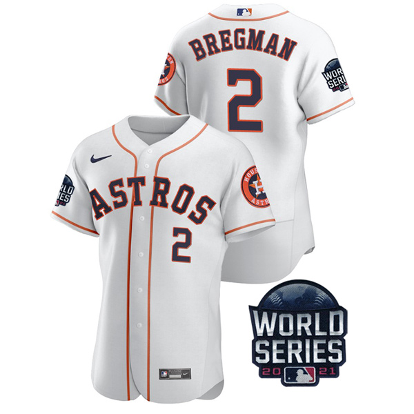 Personalized Men’s Houston Astros Alex Bregman 2021 World Series Stitched Jersey Flex Base White Home