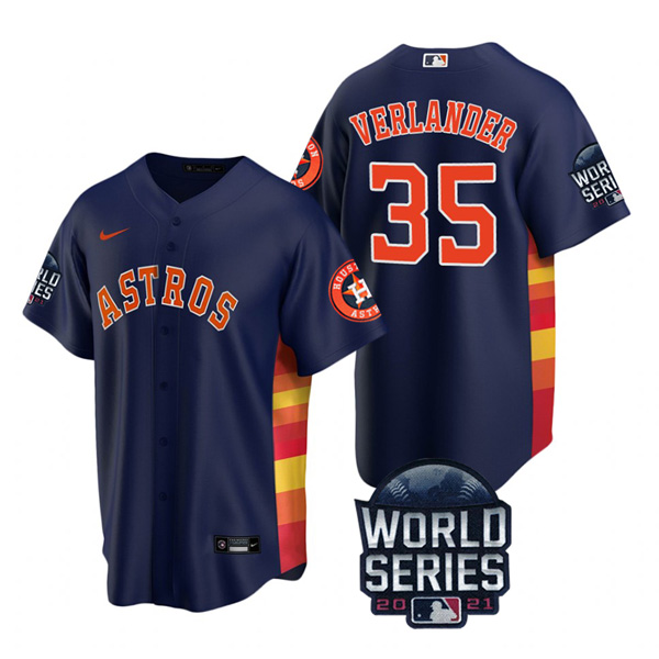 Personalized Men’s Houston Astros Justin Verlander 2021 World Series Stitched Jersey Cool Base Navy