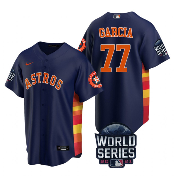 Personalized Men’s Houston Astros Luis Garcia 2021 World Series Stitched Jersey Cool Base Navy