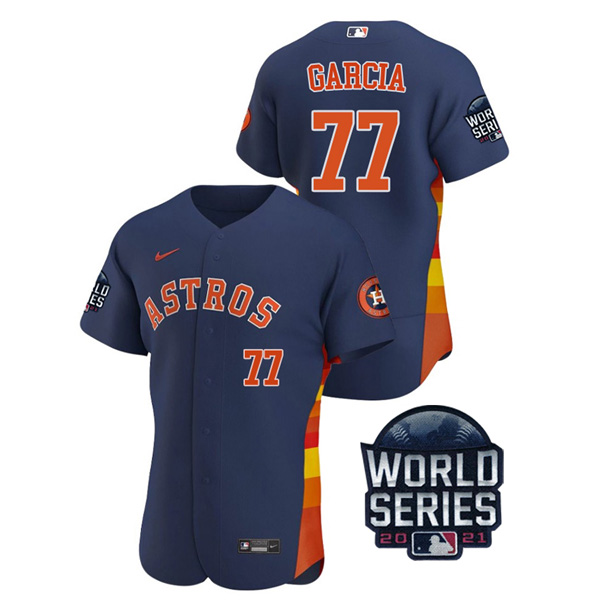 Personalized Men’s Houston Astros Luis Garcia 2021 World Series Stitched Jersey Flex Base Navy