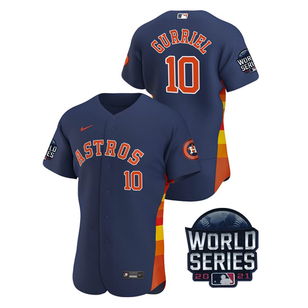 Personalized Men’s Houston Astros Yuli Gurriel 2021 World Series Stitched Jersey Flex Base Navy