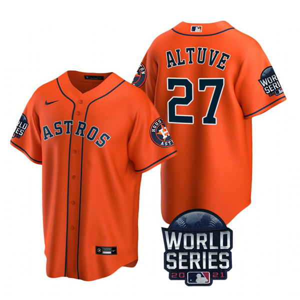 Personalized Youth Houston Astros Jose Altuve 2021 World Series Stitched Jersey Cool Base Orange