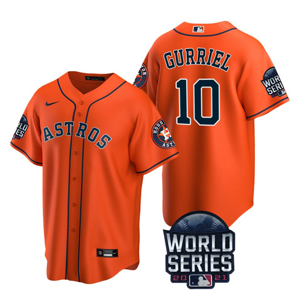 Personalized Youth Houston Astros Yuli Gurriel 2021 World Series Stitched Jersey Cool Base Orange