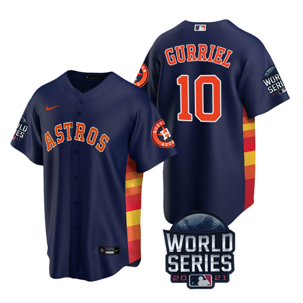 Personalized Youth Houston Astros Yuli Gurriel 2021 World Series Stitched Jersey Cool Base Navy