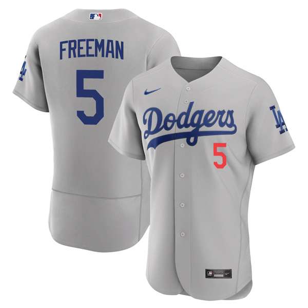 Personalized Men’s Freddie Freeman Los Angeles Dodgers Gray Stitched Jersey Gray