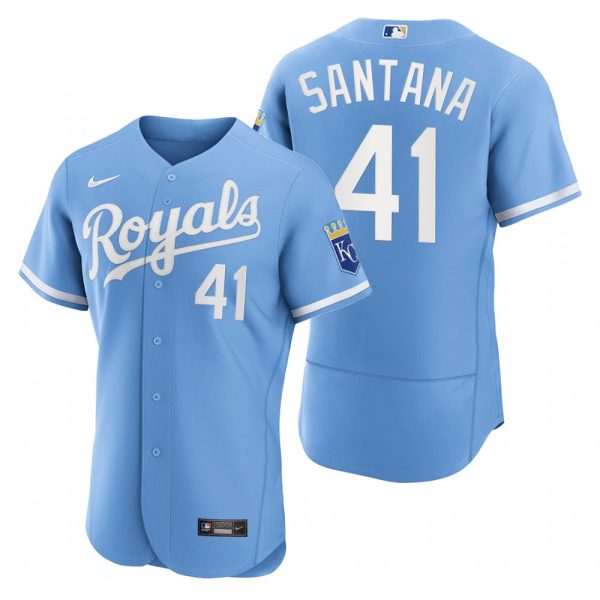 Personalized Men’s Kansas City Royals Carlos Santana Stitched Jersey 2022 Uniform – Powder Blue