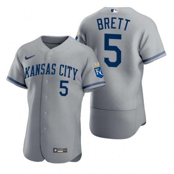 Personalized Men’s Kansas City Royals George Brett Stitched Jersey 2022 Uniform – Gray