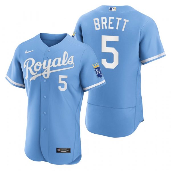 Personalized Men’s Kansas City Royals George Brett Stitched Jersey 2022 Uniform – Powder Blue
