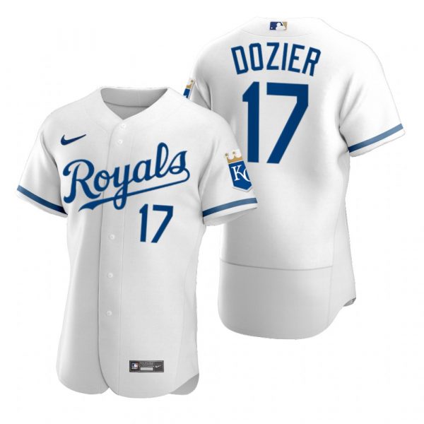 Personalized Men’s Kansas City Royals Hunter Dozier Stitched Jersey 2022 Uniform – White