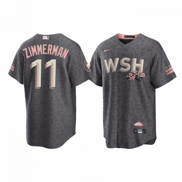 Personalized Men’s Cool Base Ryan Zimmerman Washington Nationals Gray 2022 City Connect Cherry Blossom Jersey