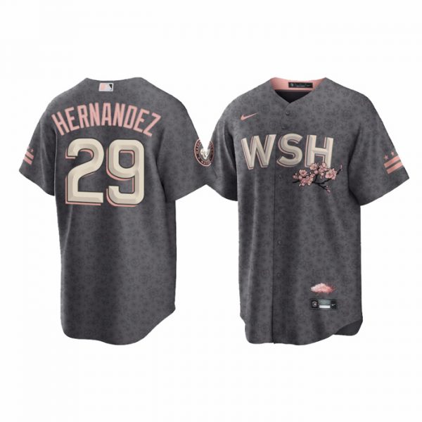 Personalized Men’s Cool Base Yadiel Hernandez Washington Nationals Gray 2022 City Connect Cherry Blossom Jersey