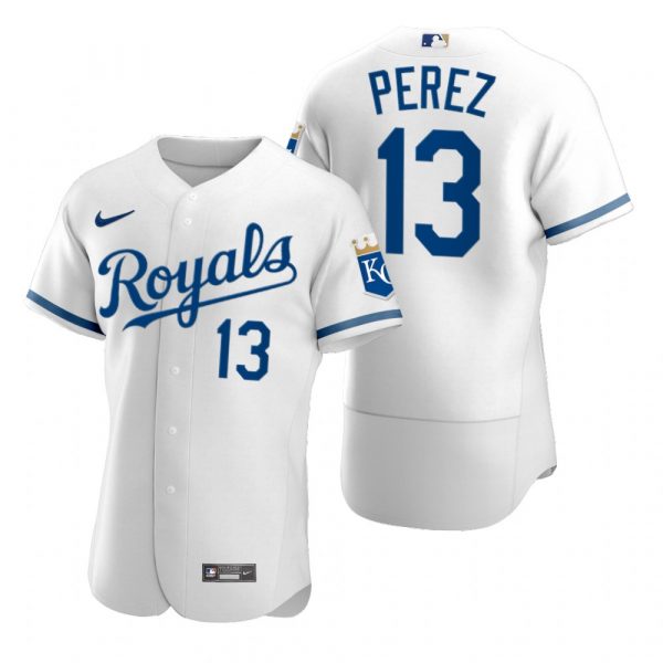 Personalized Men’s Kansas City Royals Salvador Perez Stitched Jersey 2022 Uniform – White