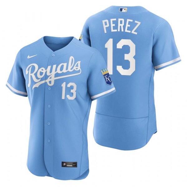 Personalized Men’s Kansas City Royals Salvador Perez Stitched Jersey 2022 Uniform – Powder Blue